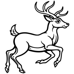 Fototapeta premium Majestic stag with antlers in a graceful running pose silhouette