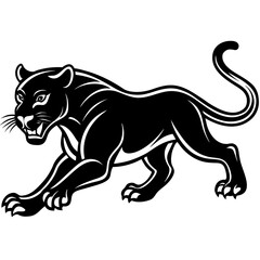 Obraz premium Fierce black panther crouching in a dynamic silhouette