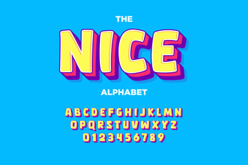 Modern playful alphabet letter and number set
