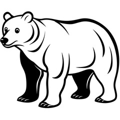 Fototapeta premium A stylized black and white bear walking with a confident stride silhouette