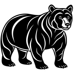 Fototapeta premium Stylized black bear standing proudly with white accents silhouette
