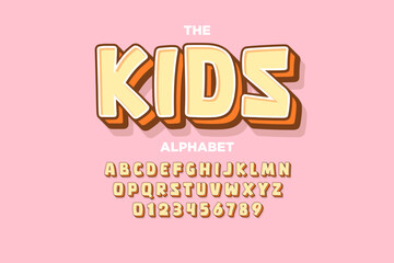 Modern playful alphabet letter and number set