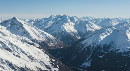 snow covered mountains in winter