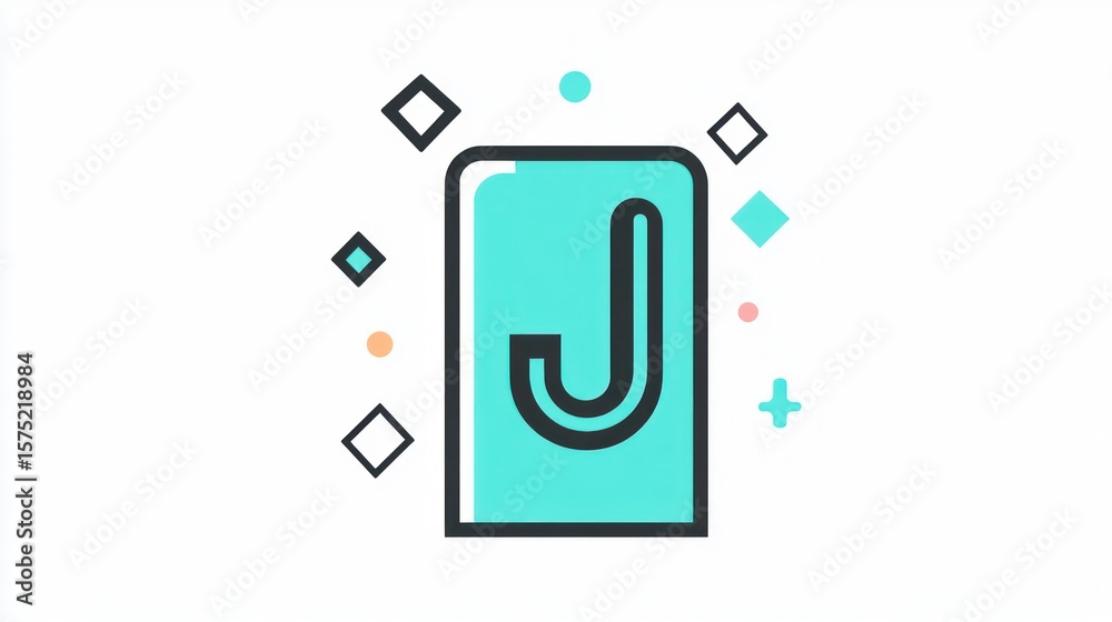 Fototapete a teal rectangular shape with a black border and the letter 