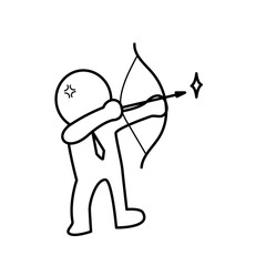 イライラして矢を射るサラリーマンのイラスト