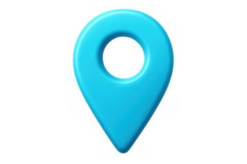 3d rendering of a light blue location pin on transparent background, perfect for indicating a precise spot on a map