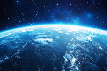 Fototapeta premium Earth with Sun and Moon in Outer Space Scene
