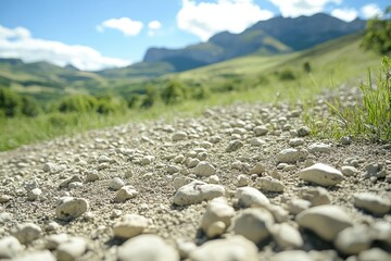 Serene Landscape with Stones on a Pathway and Lush Greenery