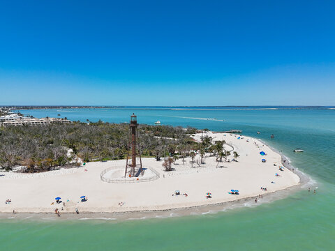 Sanibel Island Lighthouse Beach Park off the coast of Fort Myers in Lee County, southwest Florida - Powered by Adobe