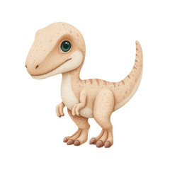 Naklejka premium dinosaur velociraptor cute watercolour transparent png