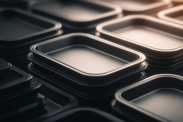 Industrial Action Stacked Containers in Warehouse Close-Up View Modern Environment