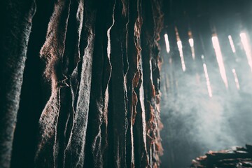 Illuminated Textured Walls Abandoned Structure Artistic Photography Mysterious Atmosphere Close-Up Abstract Concept