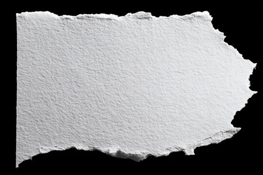 A ripped piece of white paper with irregular edges laid flat on black. Studio lighting. Perfect for background textures, mockups, or creative cut-out concepts in design work.