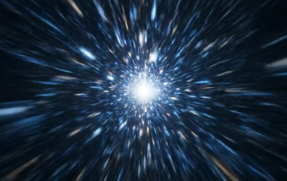Abstract blue and orange neon light streaks moving fast through on a dark tunnel. Concept of speed, motion or futuristic technology. 4k seamless loop video