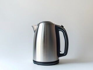 Sleek Stainless Steel Electric Kettle on White Background