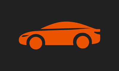 Stylized orange sports car silhouette on a dark gray background ai generated