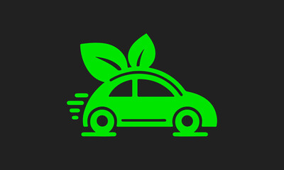 Green car with leaves on top symbolizing eco friendly transportation and sustainability ai generated