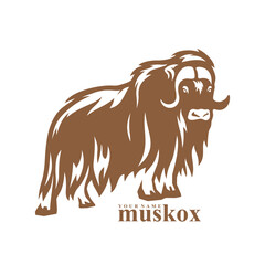 Fototapeta premium Musk Ox logo design vector. Silhouette Musk Ox Template Illustration. Icon Symbol