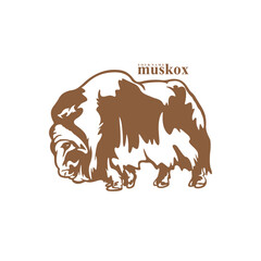 Musk Ox logo design vector. Silhouette Musk Ox Template Illustration. Icon Symbol