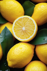 Fresh Lemons with Green Leaves A Refreshing Citrus Fruit Arrangement