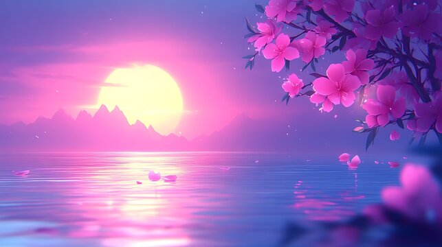 A serene view of a snow-capped mountain range reflected in the still waters of a lake, with the first light of the day casting a golden glow over the peaks.