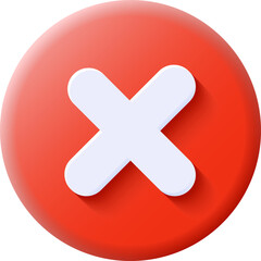 Fototapeta premium Red cross x mark 3D icon symbol isolated transparent