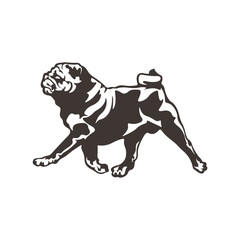 Pug Dog logo design vector. Silhouette Pug Dog Template Illustration. Icon Symbol