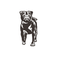 Pug Dog logo design vector. Silhouette Pug Dog Template Illustration. Icon Symbol