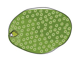 Jackfruit in continuous line drawing on a white background.