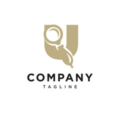 Obraz premium Letter U Magnifying Glass Logo Icon Vector