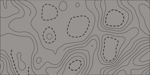 Gray topographic line contour map background, geographic grid map
