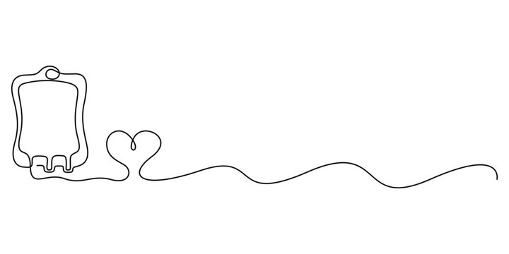 Continuous one line art drawing of blood bag isolated on white background vector illustration - Powered by Adobe