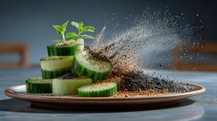 Cucumber slices with spice explosion