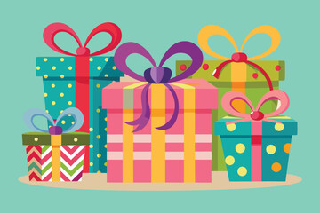 Colorful Stack of Presents for Birthday Celebration