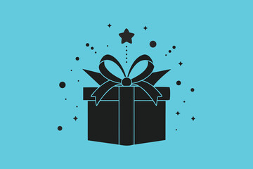 Magical Gift Box with Star and Sparkling Effects Illustration