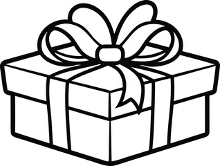 Simple Line Drawing of a Gift Box with a Bow
