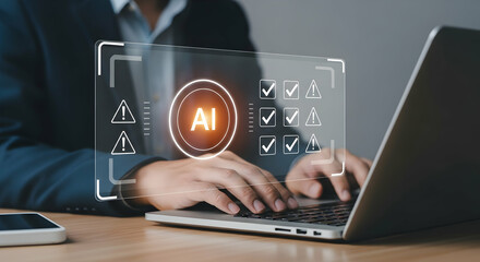 Data analytics and graphs. Analysis of statistical business marketing data. Data scientist using laptop computer to analyze data.