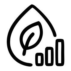 Simple Outline Leaf Drop and Chart Symbol Eco Finance Icon