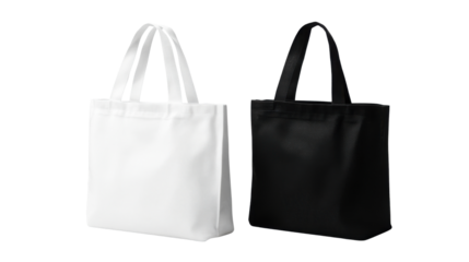 white and black cotton eco bag design mockup on white background