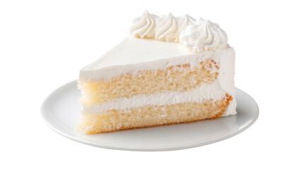white cake piece on white background
