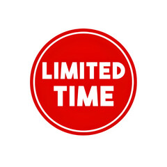 Red circle with black text limited time message for sales promotions