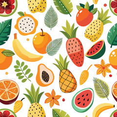Colorful fruit and leaf pattern