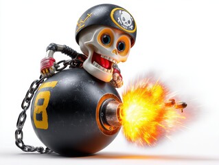 a happy skull on a black bomb icon with a burning lit fuse