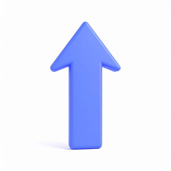 A bright blue upward arrow illustration symbolizing growth direction progress improvement achievement and business success on white background