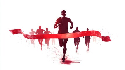 Silhouette runners crossing a finish line (1)