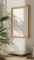 Empty Frame Mockup With Nature Shadows Gives Minimalist Vibe and Elegant Look
