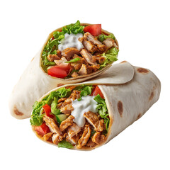 Delicious chicken wraps with lettuce tomato and sauce