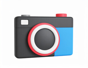 Stylish 3d rendered camera illustration featuring bold colors and modern minimalist design elements perfect for digital content