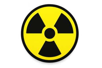 Radioactive symbol representing ionizing radiation and nuclear hazard, isolated on transparent background