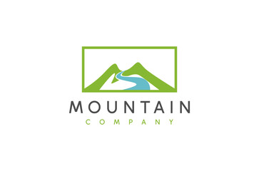 Mountains and a river logo design. Ideal for nature-related businesses. Vector illustration Original design, non AI generated.